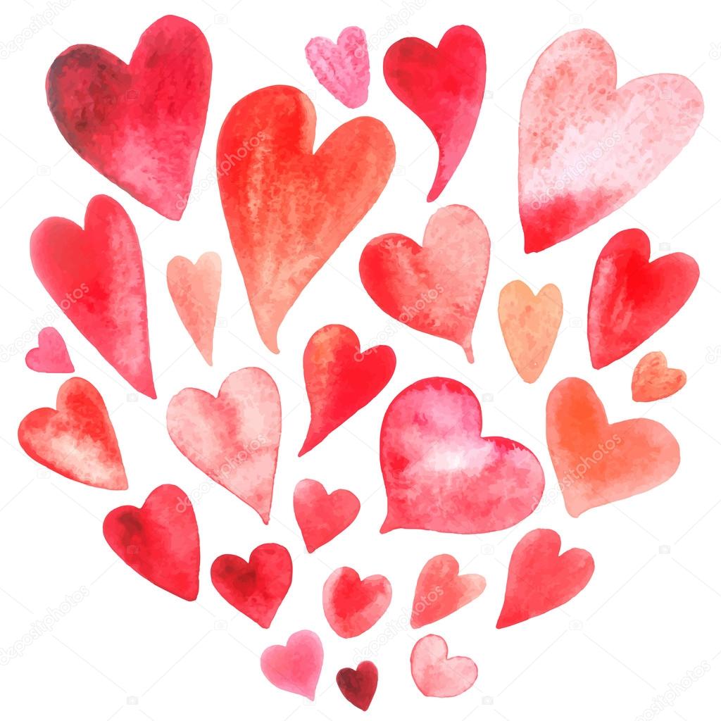 Watercolor heart set Stock Vector by ©tanor 70446629